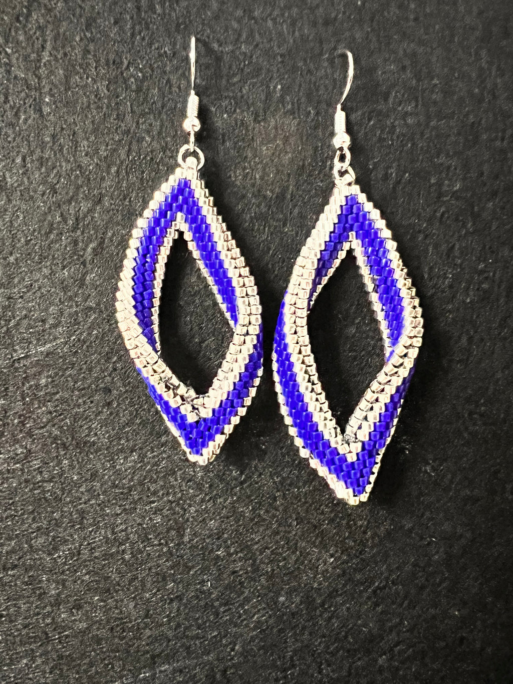 Blue – Silver Artisan Leaf Earrings