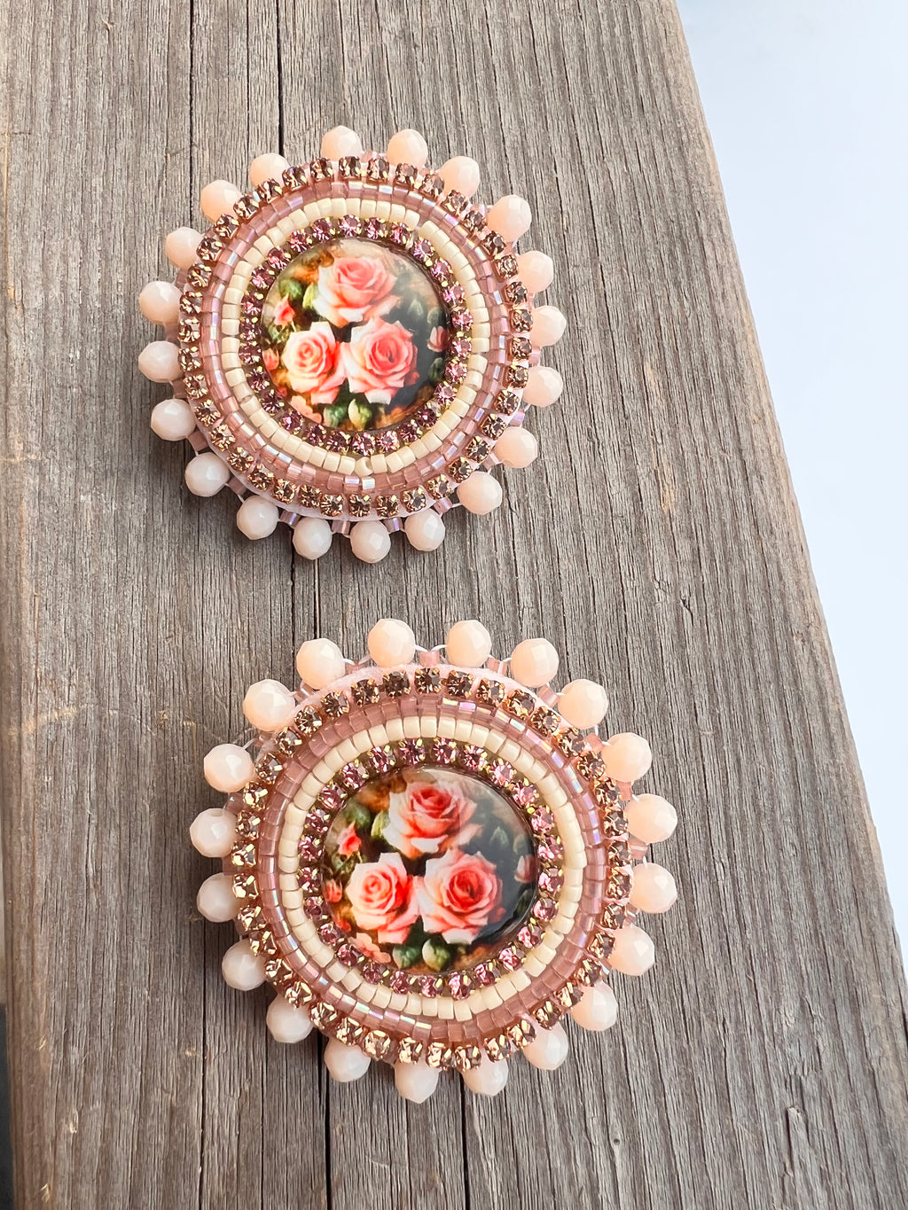 Earth-toned Sparkly Floral earrings