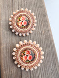 Earth-toned Sparkly Floral earrings
