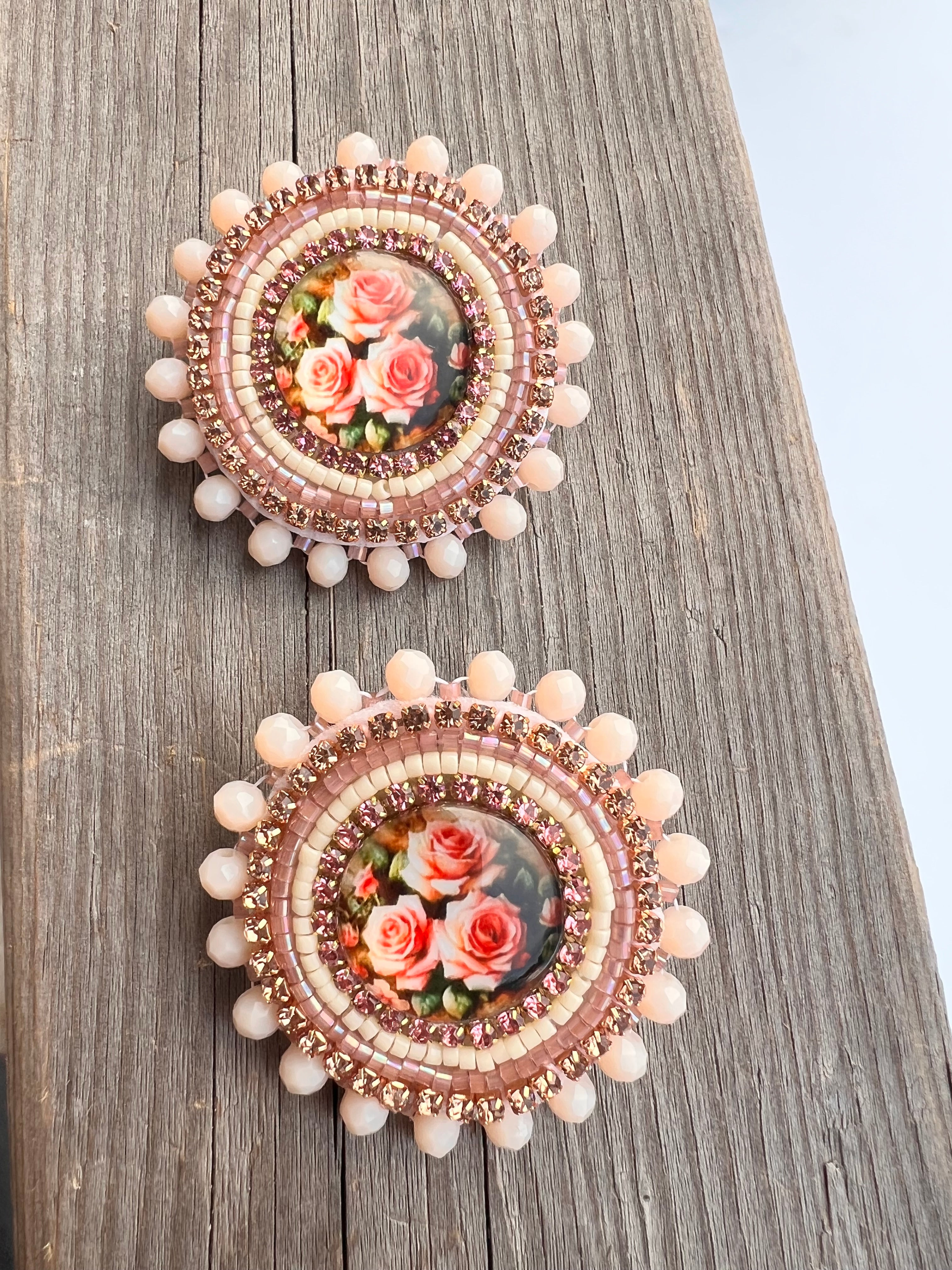 Earth-toned Sparkly Floral earrings