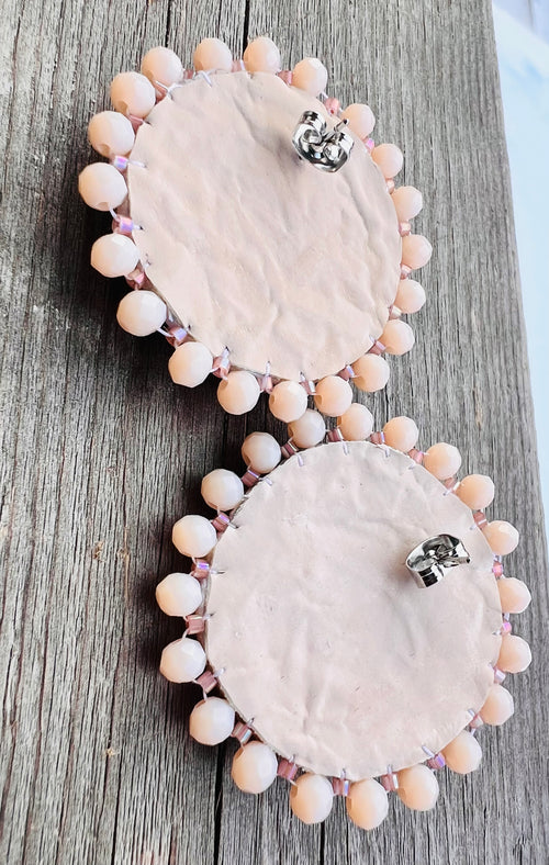 Earth-toned Sparkly Floral earrings