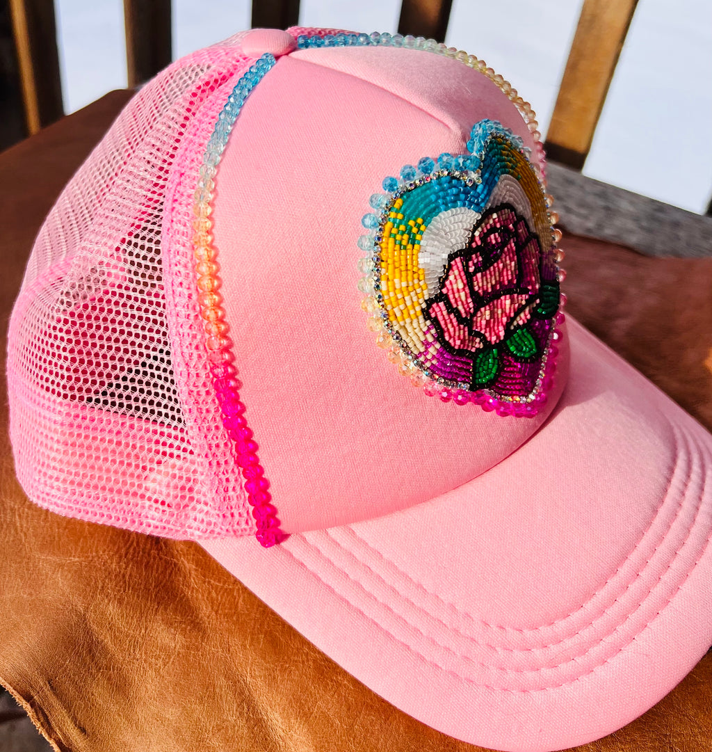 Pink Beaded Trucker Hat