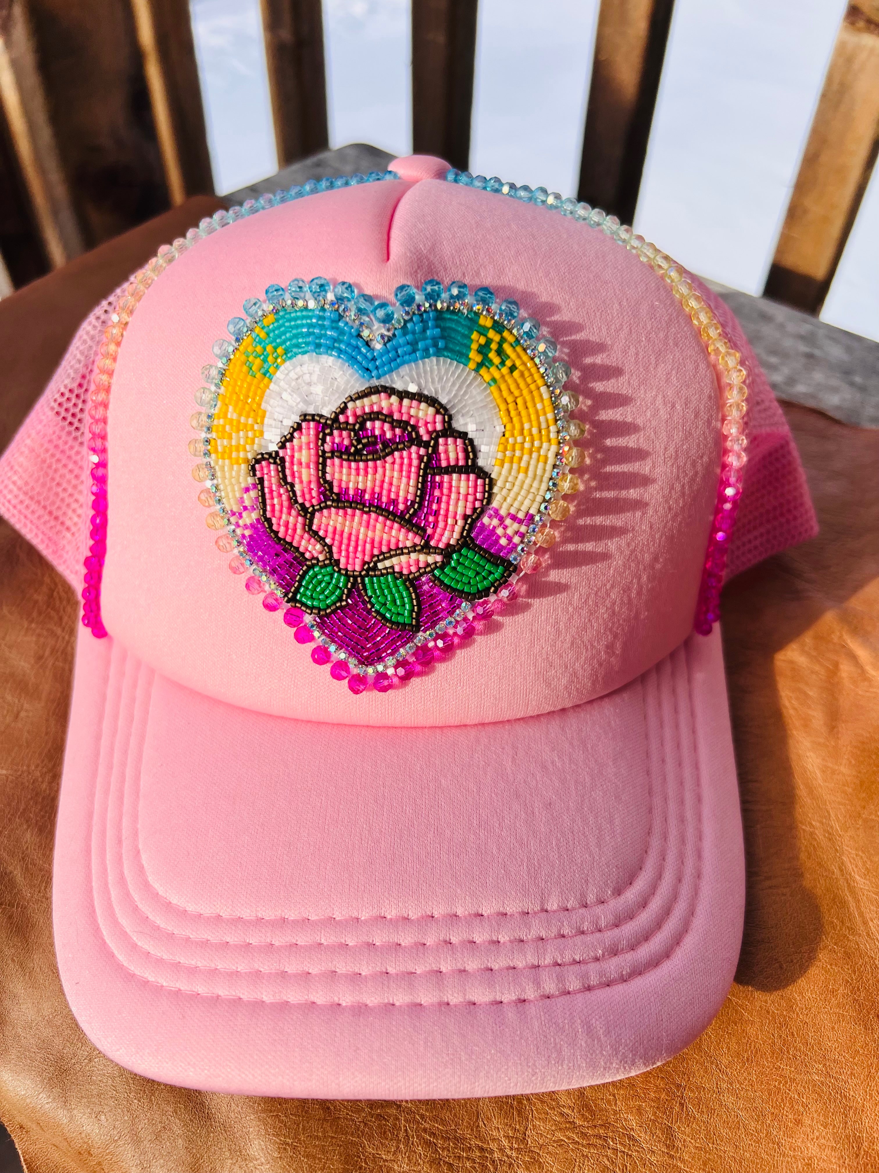 Pink Beaded Trucker Hat