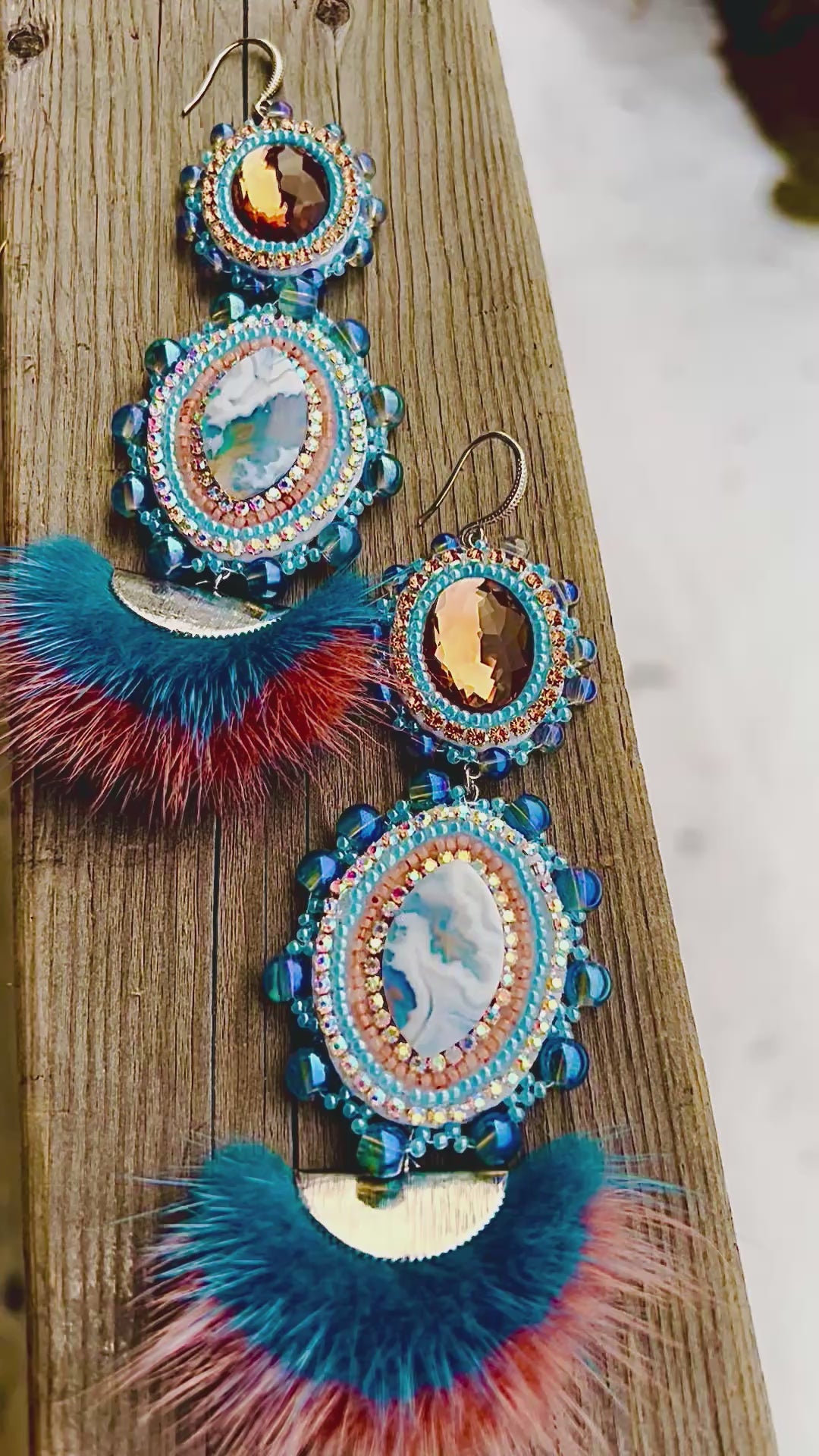 SOLD—Plume and Sky Statement Earrings