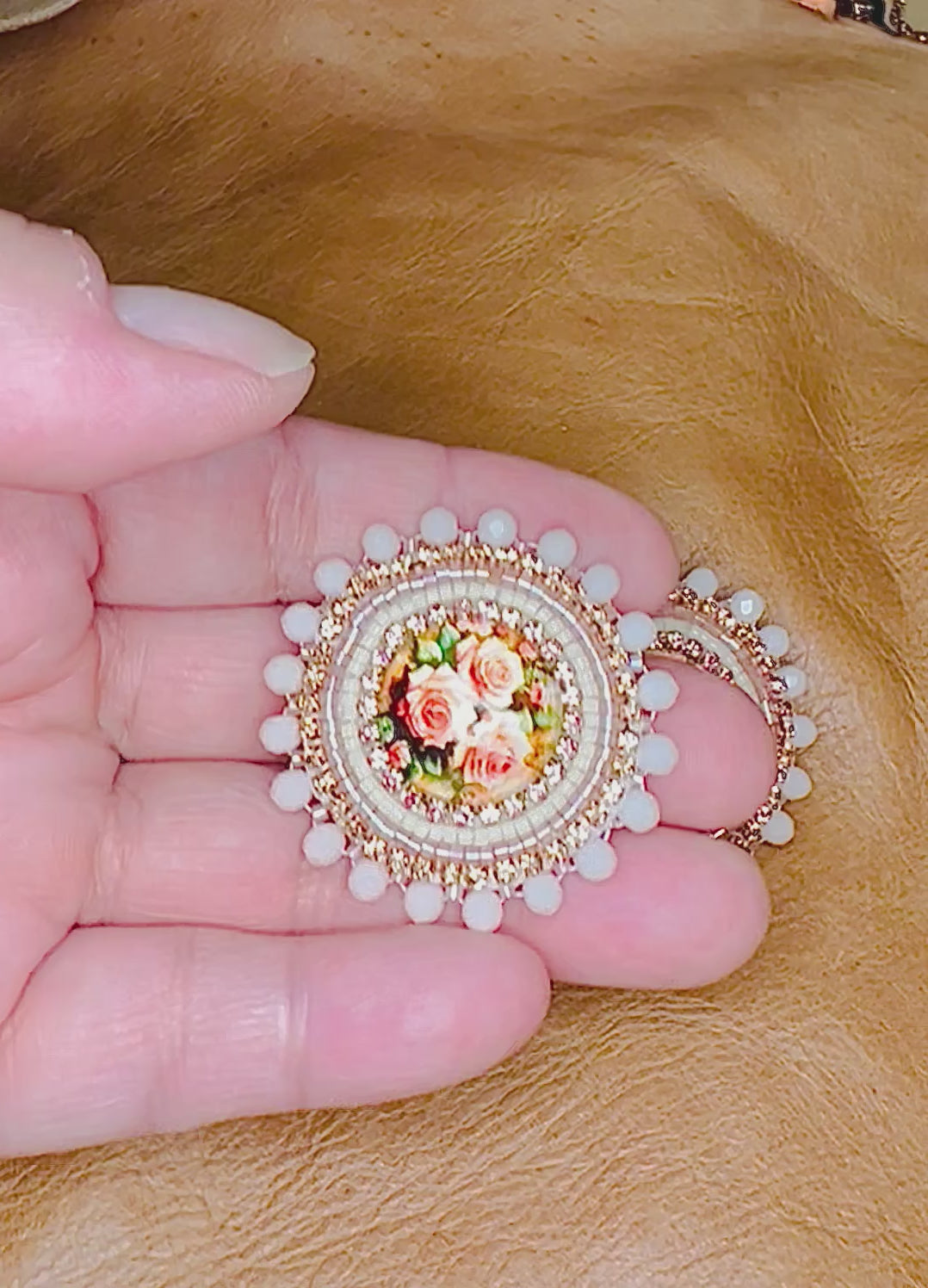 Earth-toned Sparkly Floral earrings