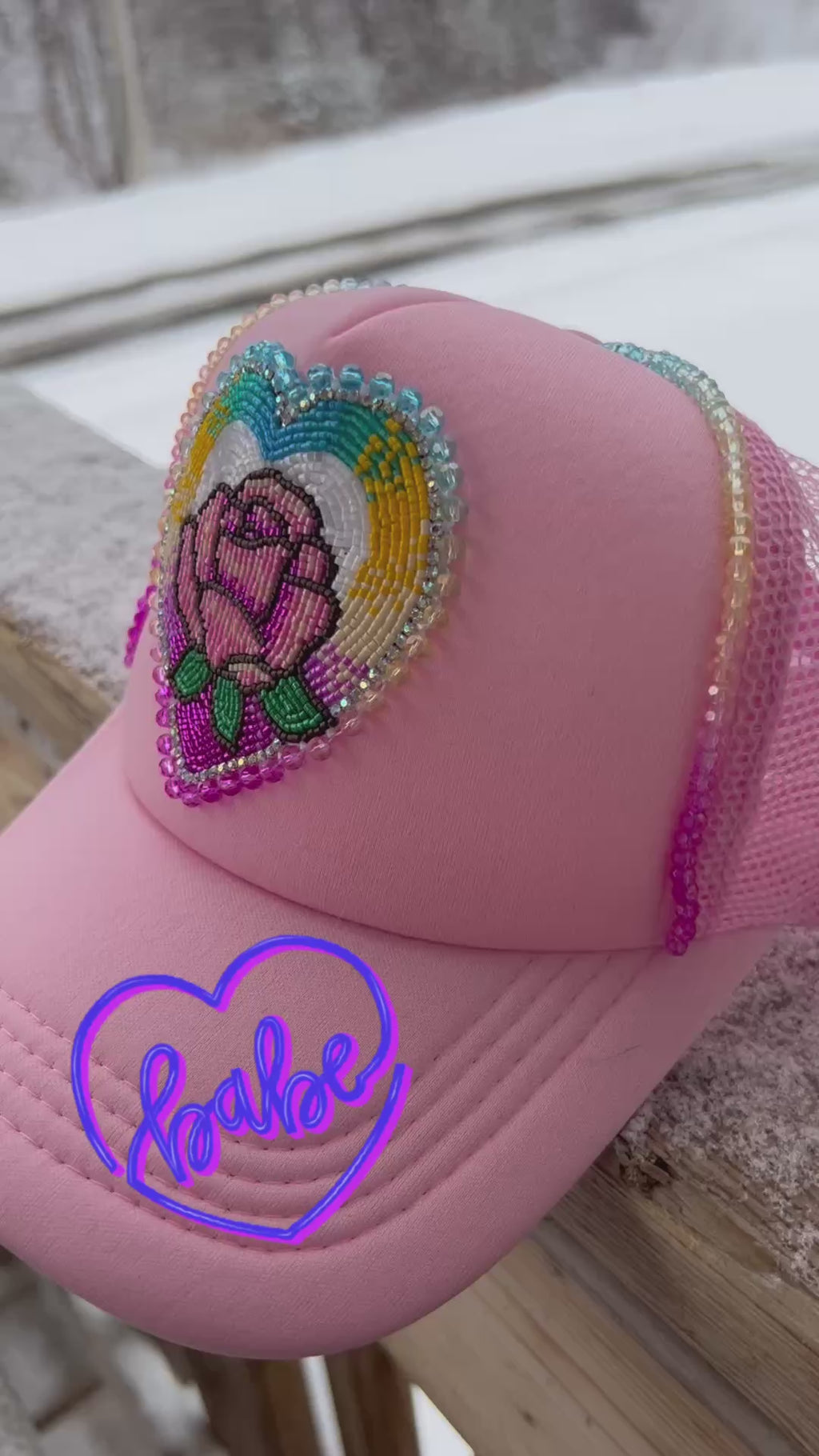 Pink Beaded Trucker Hat