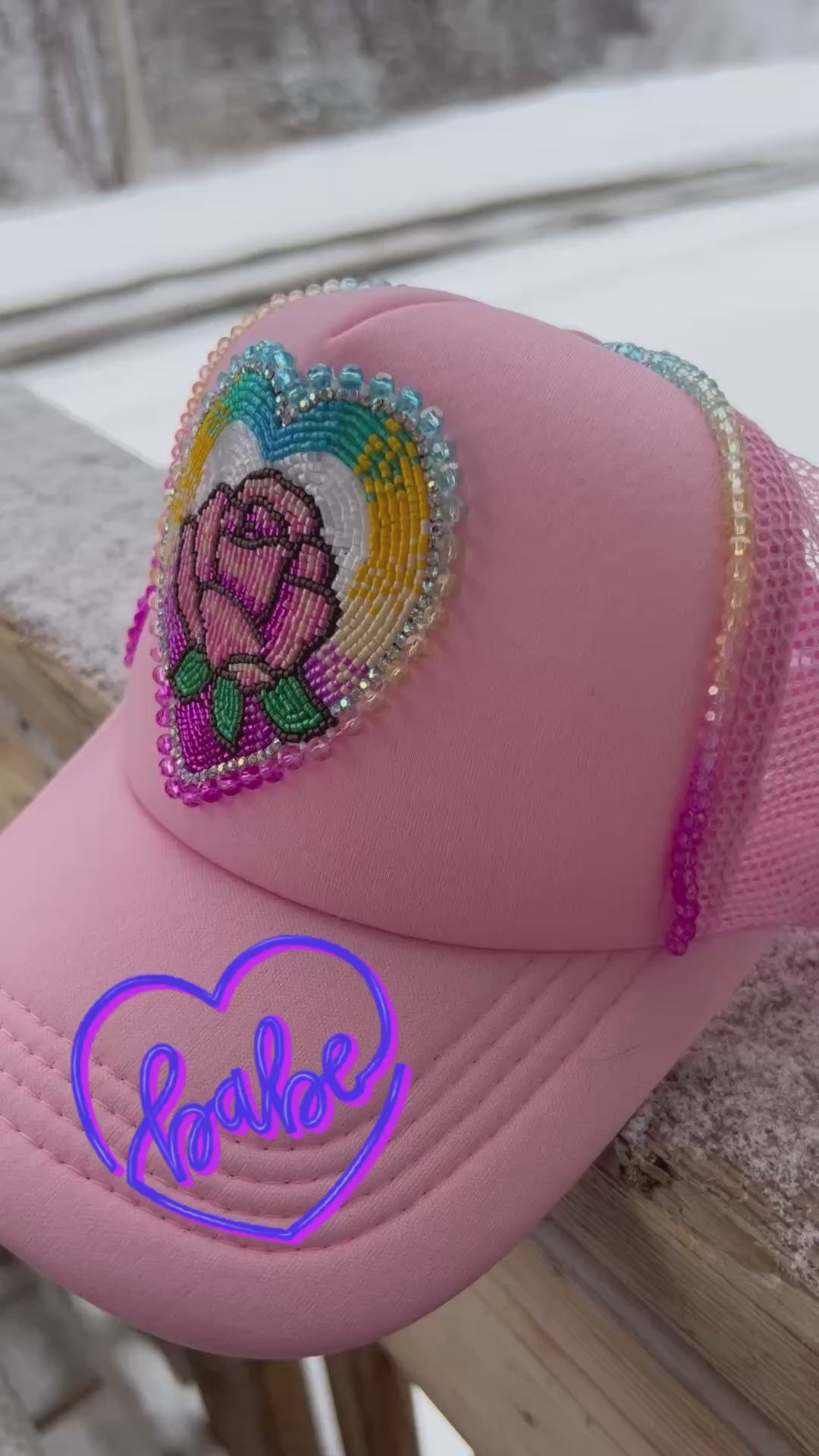 Pink Beaded Trucker Hat